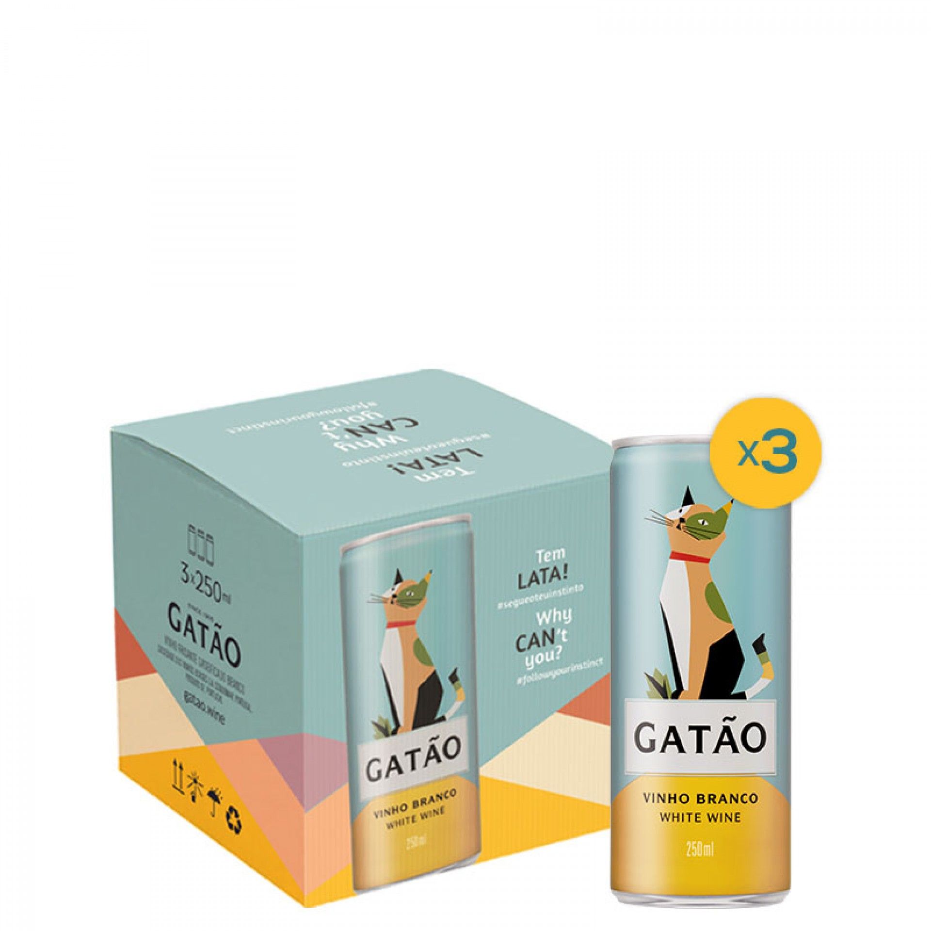 Gatão Vinho Branco Lata - Pack 3 Unidades
