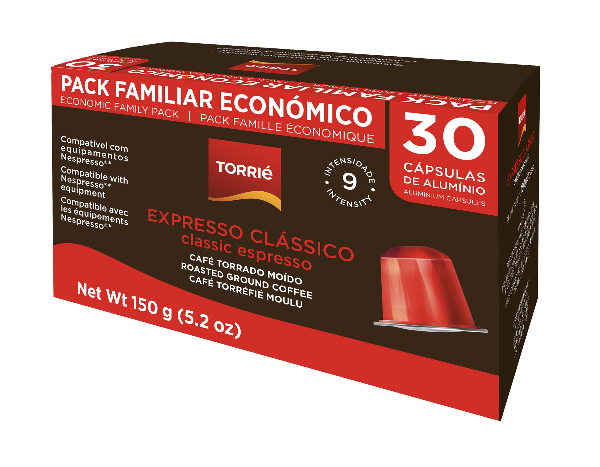Torrié Expresso Clássico Pack Familiar 30 Cápsulas Alumínio